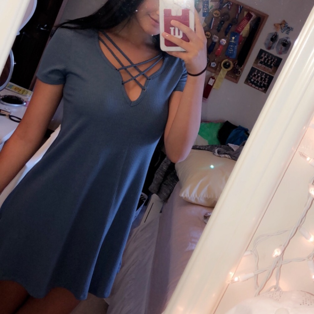 Blue Vneck Dress